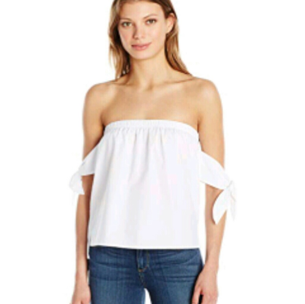 J.O.A off shoulders knot tie sleeve top NWT